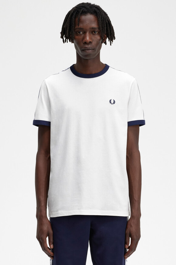 Fred Perry T-Shirt | Snow White + Navy | Herren | L Fred Perry T-Shirt | Snow White + Navy | Herren | L von Fred Perry
