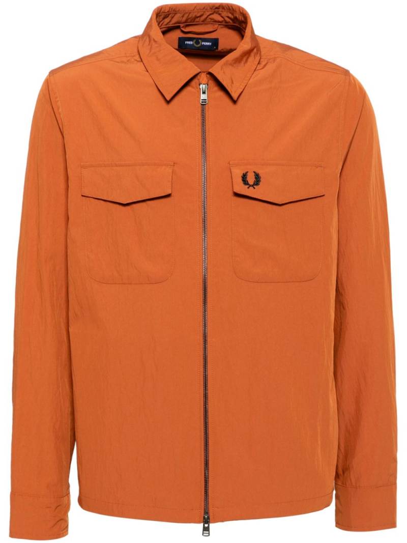 Fred Perry Textured Zip-Through Overshirt - Orange von Fred Perry