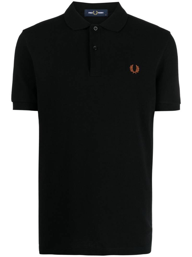 Fred Perry embroidered cotton polo shirt - Black von Fred Perry