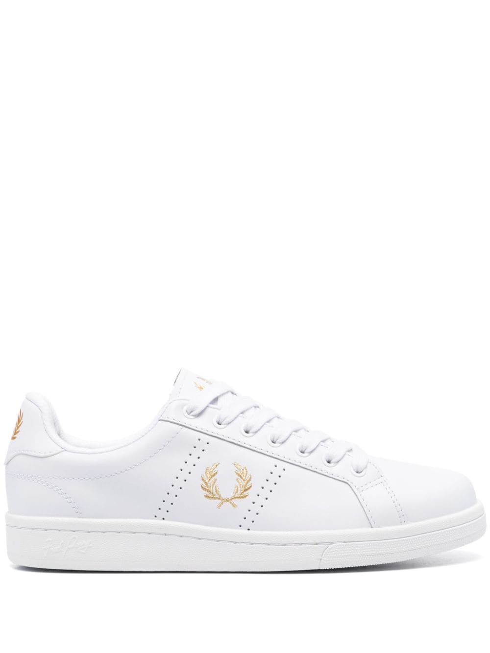 Fred Perry embroidered-logo leather sneakers - White von Fred Perry