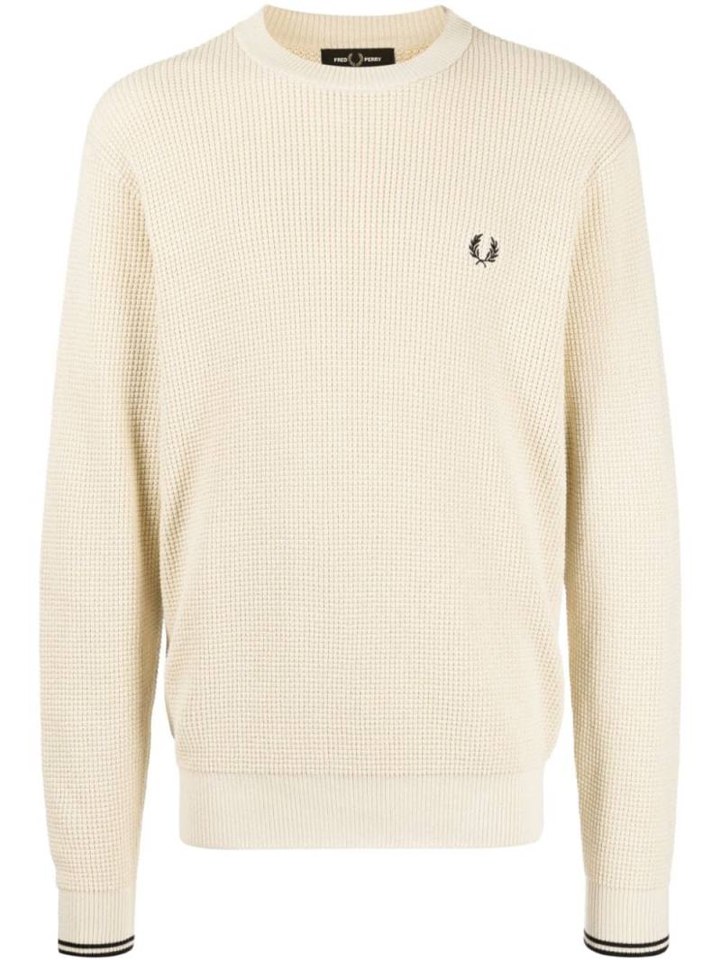 Fred Perry logo-embroidered cotton jumper - Brown von Fred Perry