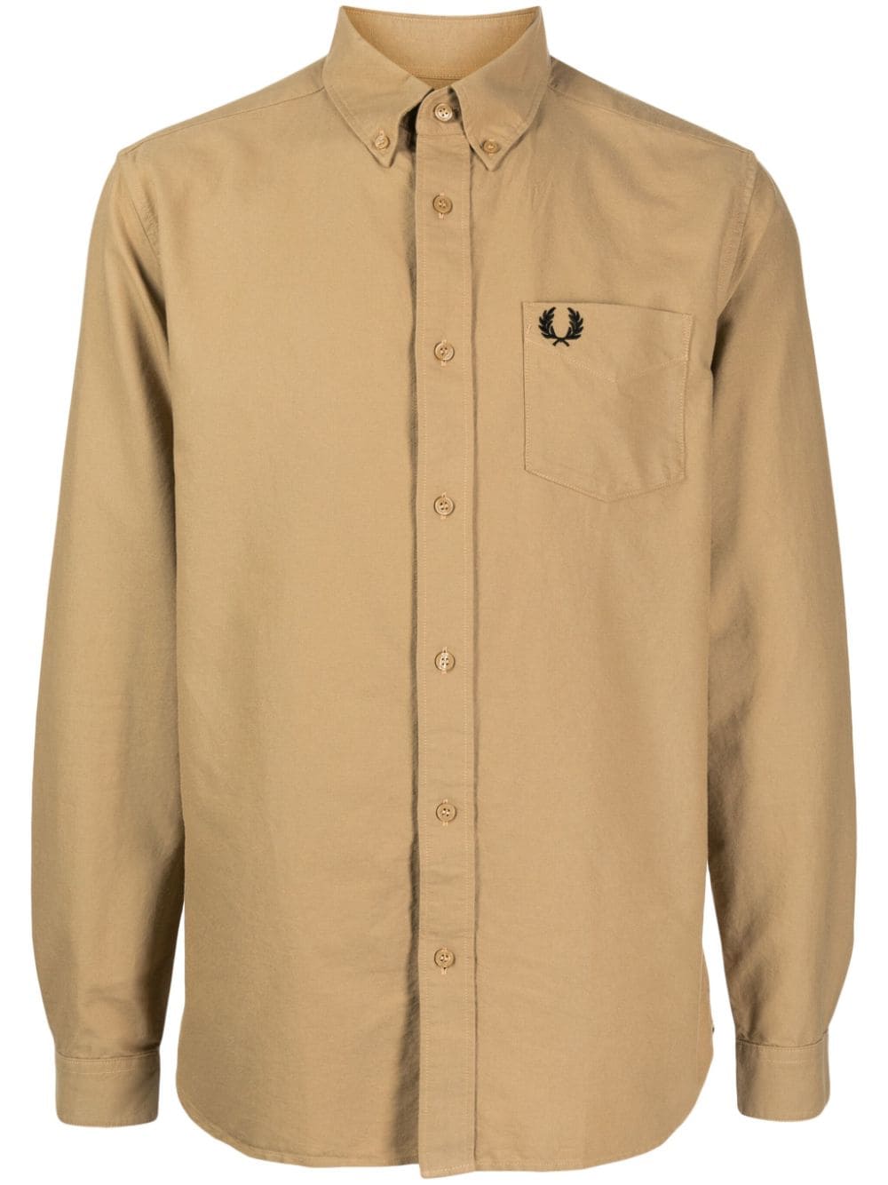 Fred Perry logo-embroidered cotton shirt - Brown von Fred Perry