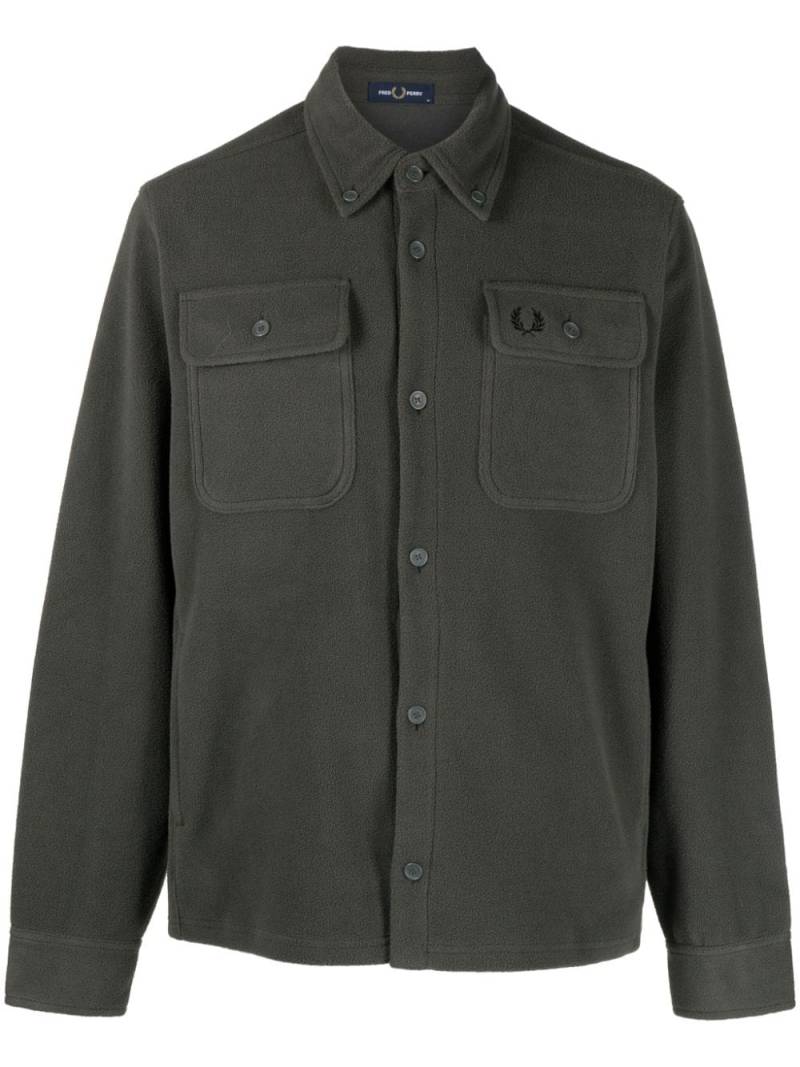 Fred Perry logo-embroidered fleece shirt jacket - Green von Fred Perry