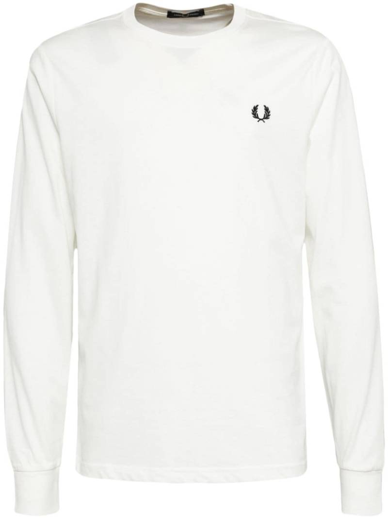 Fred Perry logo-embroidered long-sleeved T-shirt - White von Fred Perry