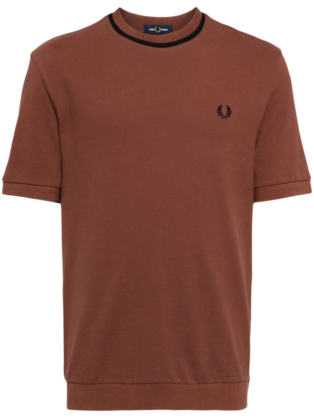 Fred Perry logo-embroidered piqué T-shirt - Brown von Fred Perry