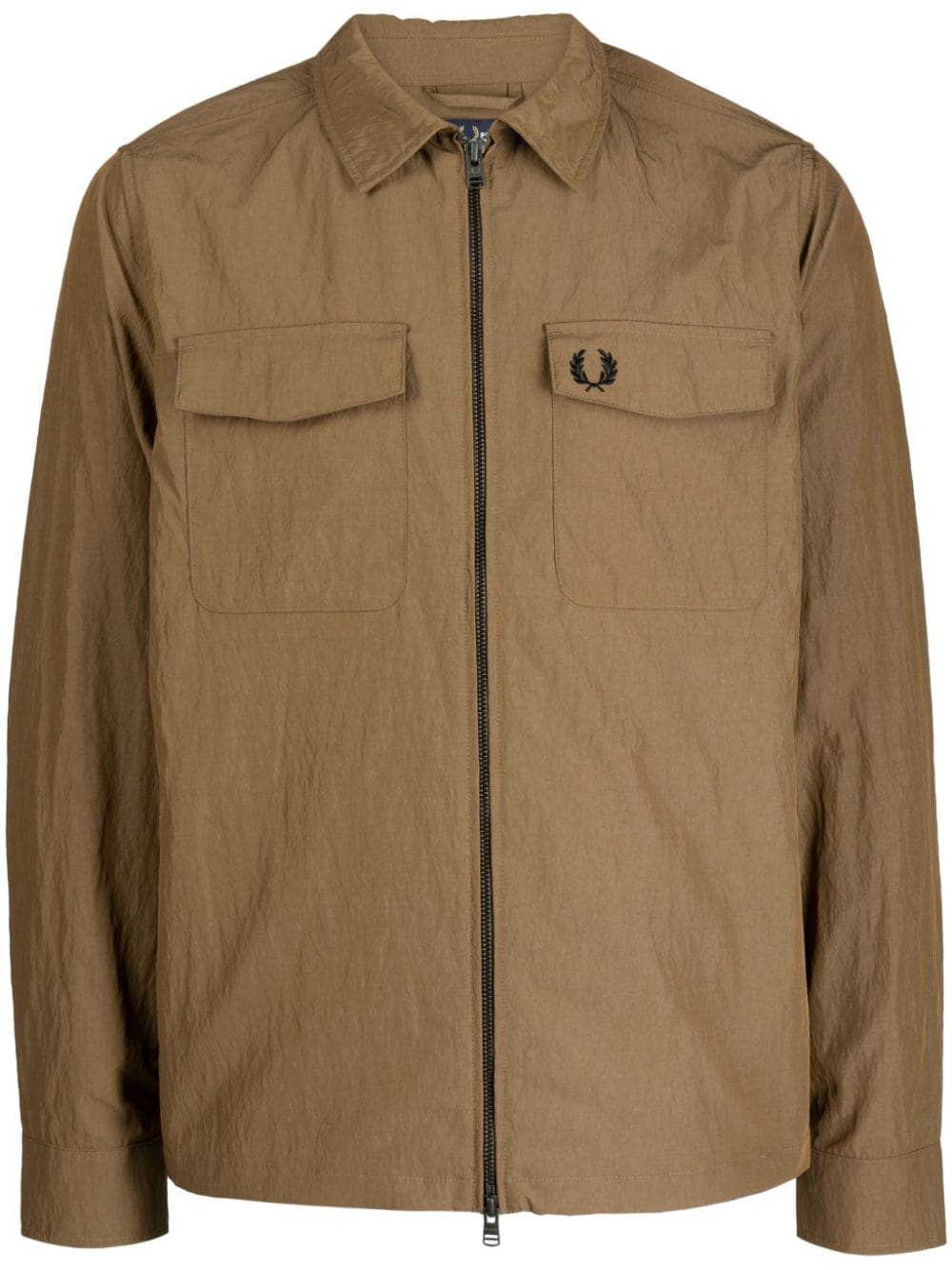 Fred Perry logo-embroidered shirt jacket - Brown von Fred Perry