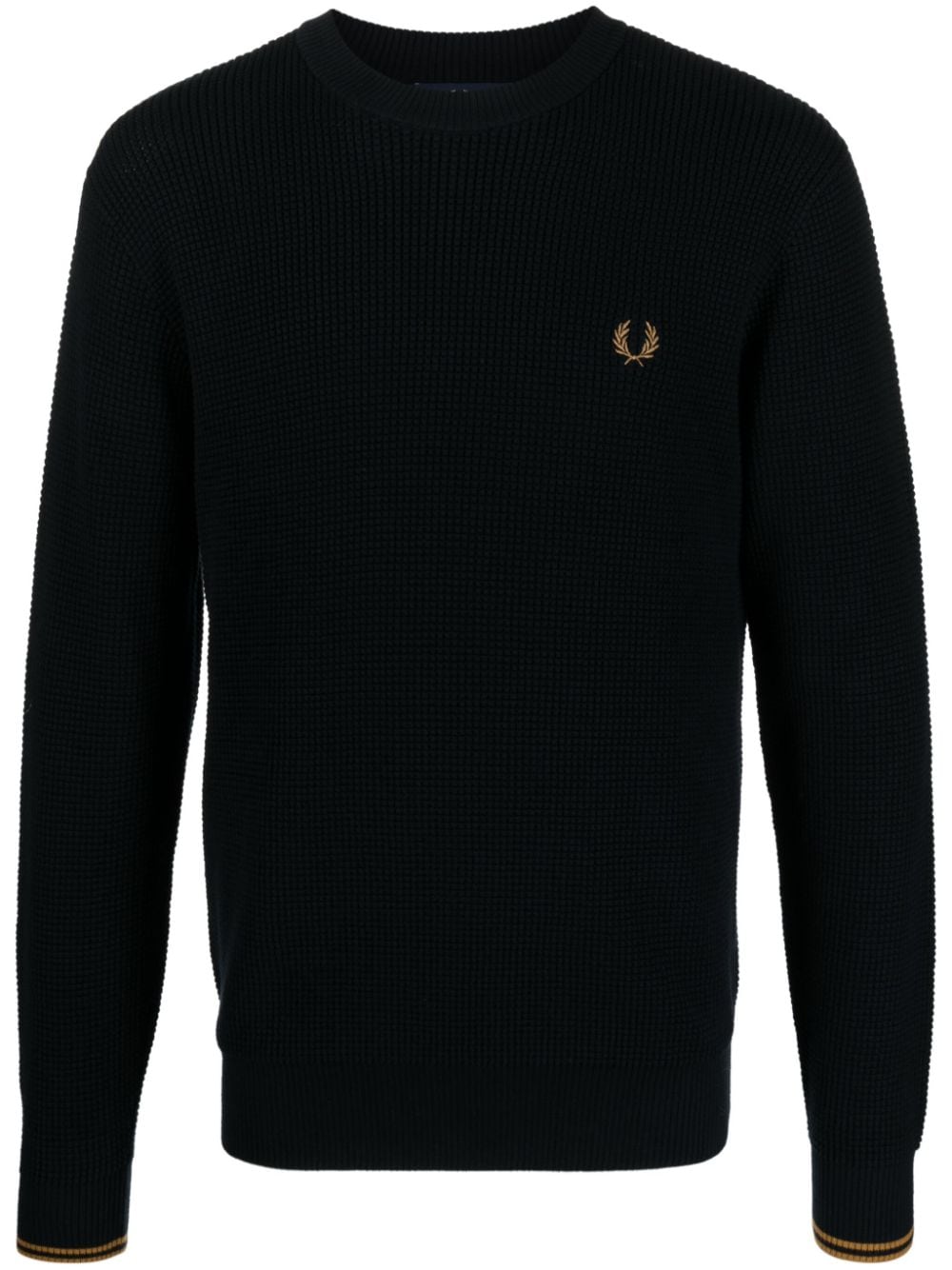 Fred Perry logo-embroidered waffle-knit jumper - Blue von Fred Perry
