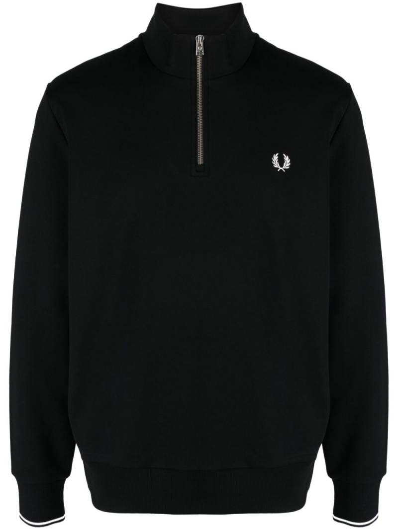 Fred Perry logo-embroidered zip-up jumper - Black von Fred Perry