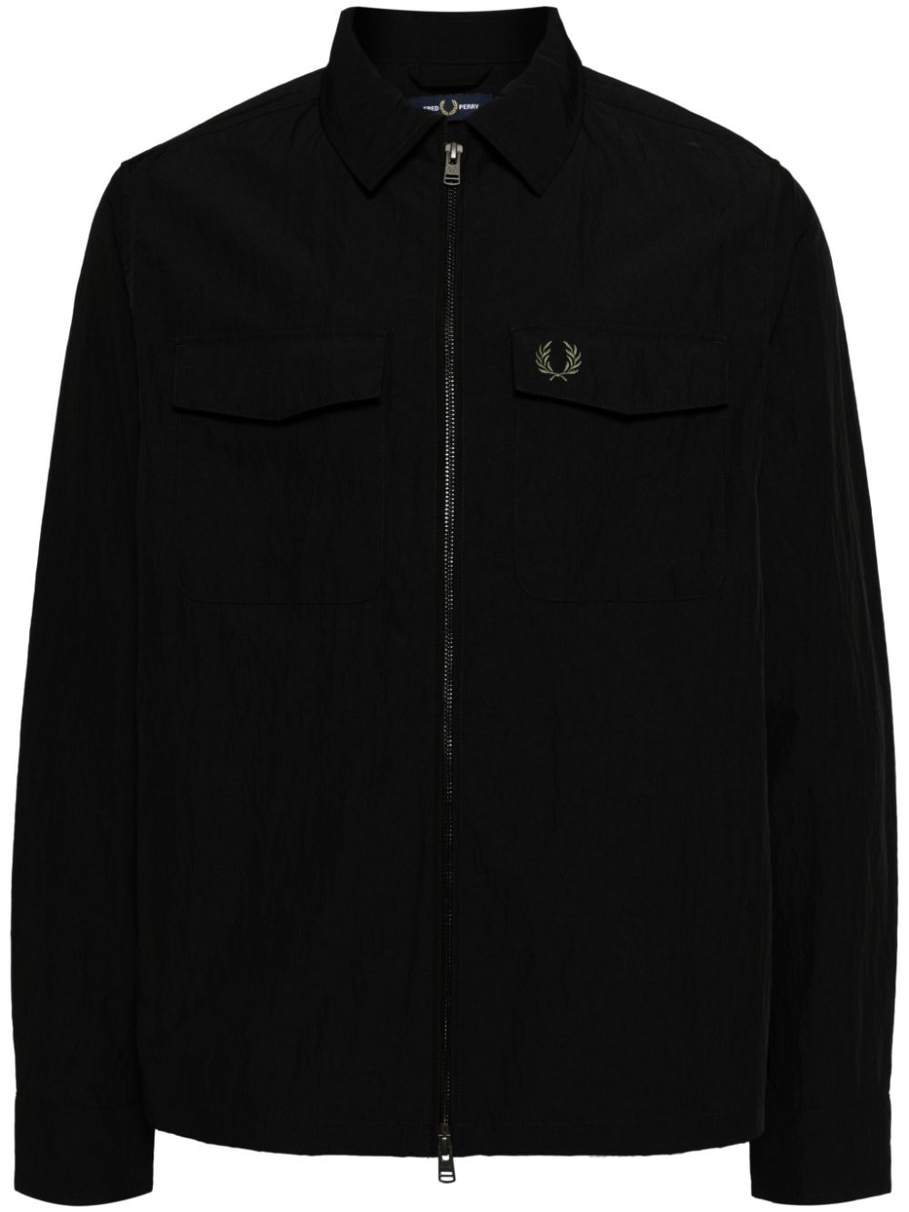 Fred Perry logo-embroidered zip-up windbreaker - Black von Fred Perry