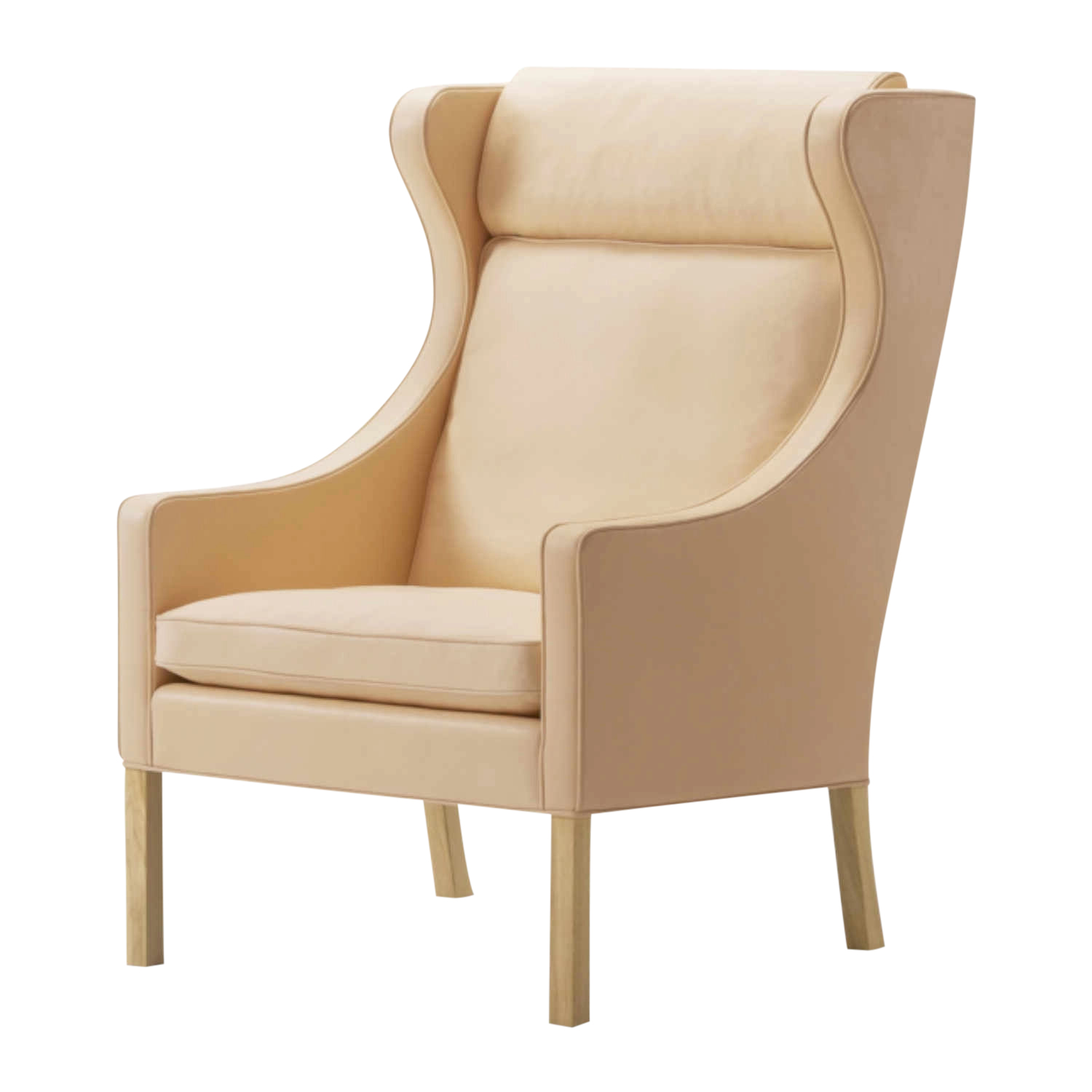 Mogensen 2204 Wing Chair Sessel, Bezug leder omni - 320 dark clay, Beine eiche geseift von Fredericia