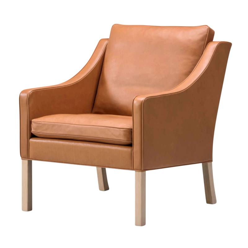 Mogensen 2207 Club Chair Sessel, Bezug leder omni - 307 cognac, Beine walnuss geölt von Fredericia