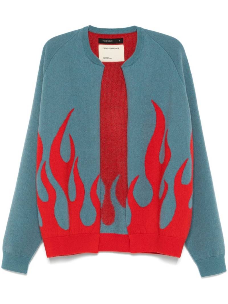 Frenckenberger flame-jacquard cardigan - Blue von Frenckenberger