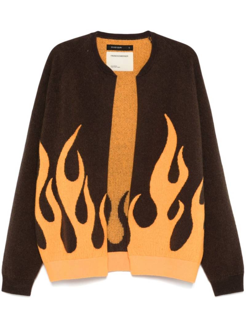 Frenckenberger flame-jacquard cardigan - Brown von Frenckenberger