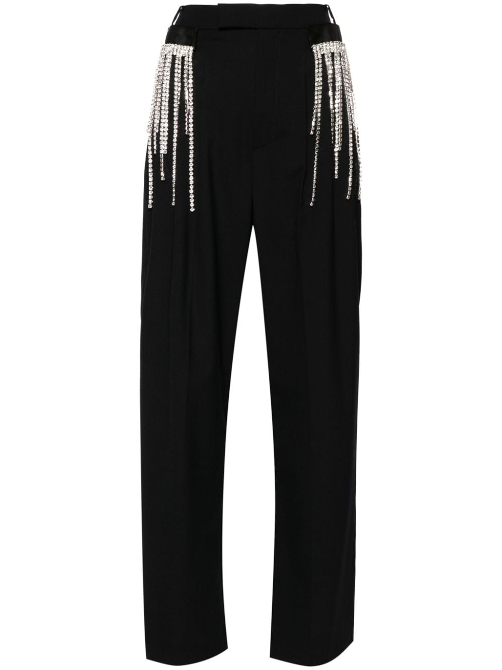 Frenken gem-embellished fringed straight trousers - Blue von Frenken