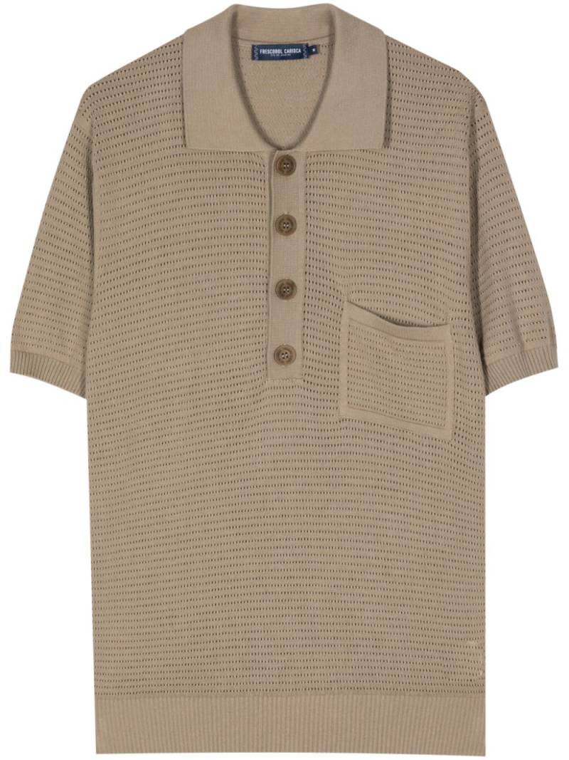 Frescobol Carioca Clemente crochet-knit polo shirt - Brown von Frescobol Carioca