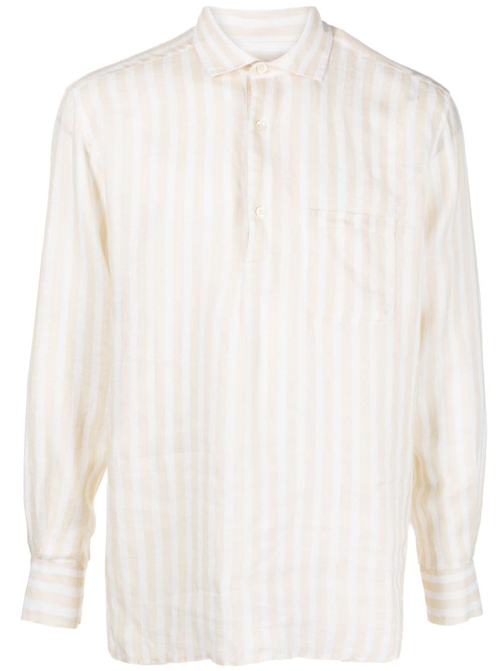 Frescobol Carioca classic-collar striped linen shirt - Neutrals von Frescobol Carioca