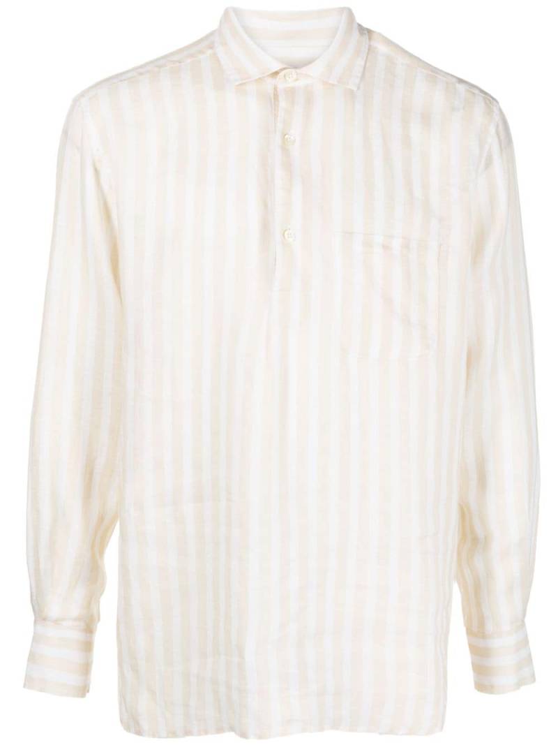 Frescobol Carioca classic-collar striped linen shirt - Neutrals von Frescobol Carioca