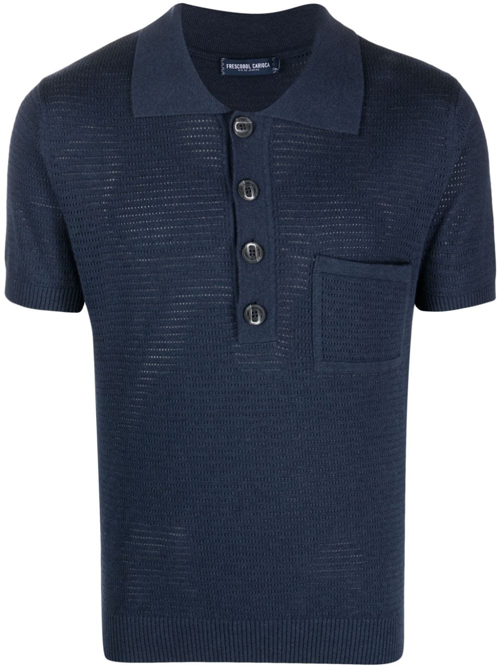 Frescobol Carioca short-button fastening cotton polo shirt - Blue von Frescobol Carioca