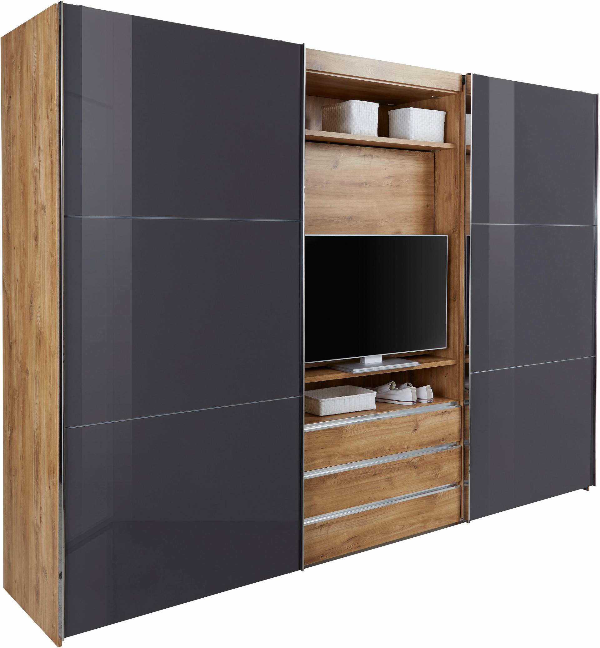 Wimex Schwebetürenschrank »Magic by fresh to go«, tolles EXTRA: mit drehbarem TV-Element, Fronten aus Glas von Wimex