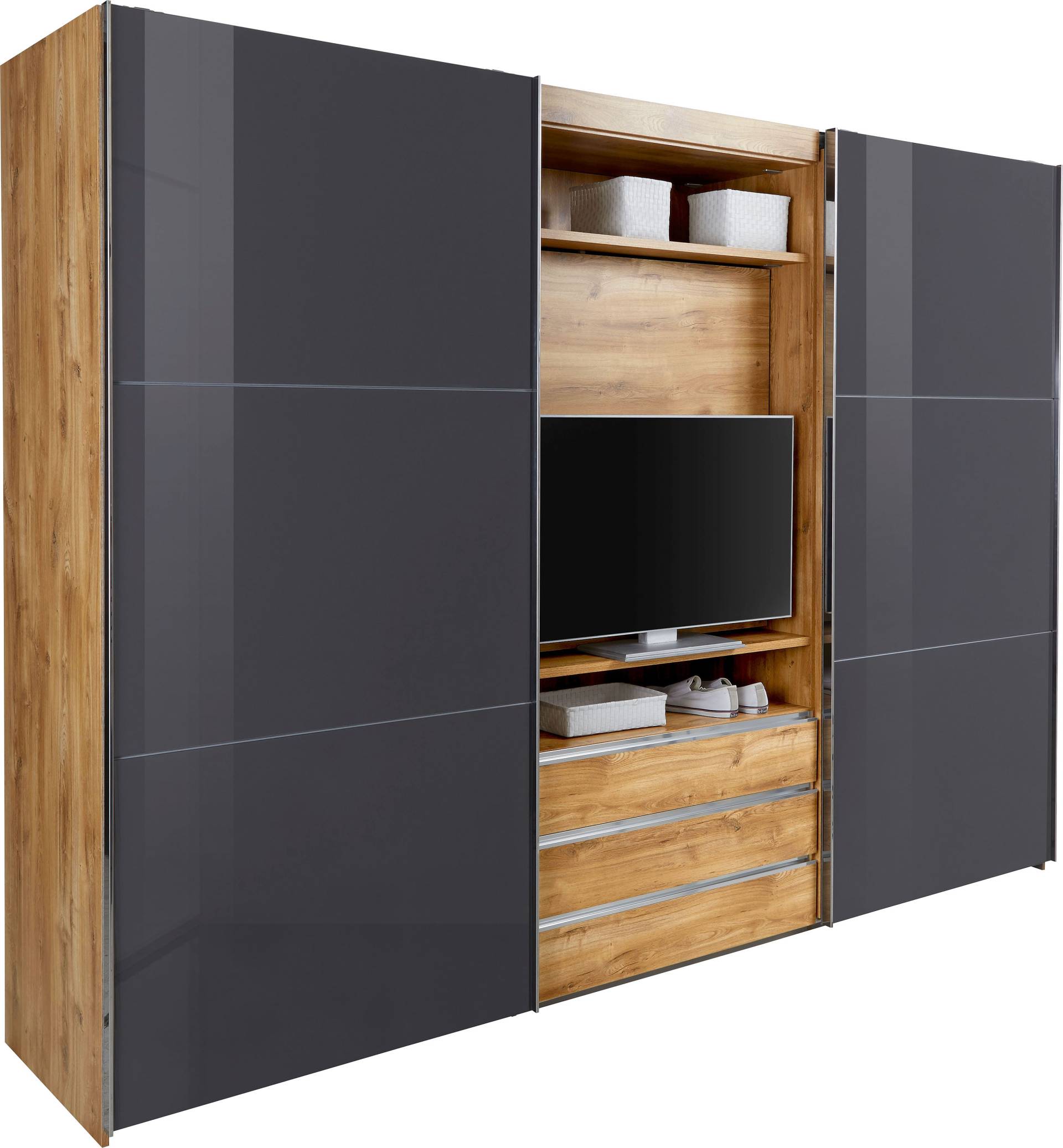 Wimex Schwebetürenschrank »Magic by fresh to go«, tolles EXTRA: mit drehbarem TV-Element, Fronten aus Glas von Wimex