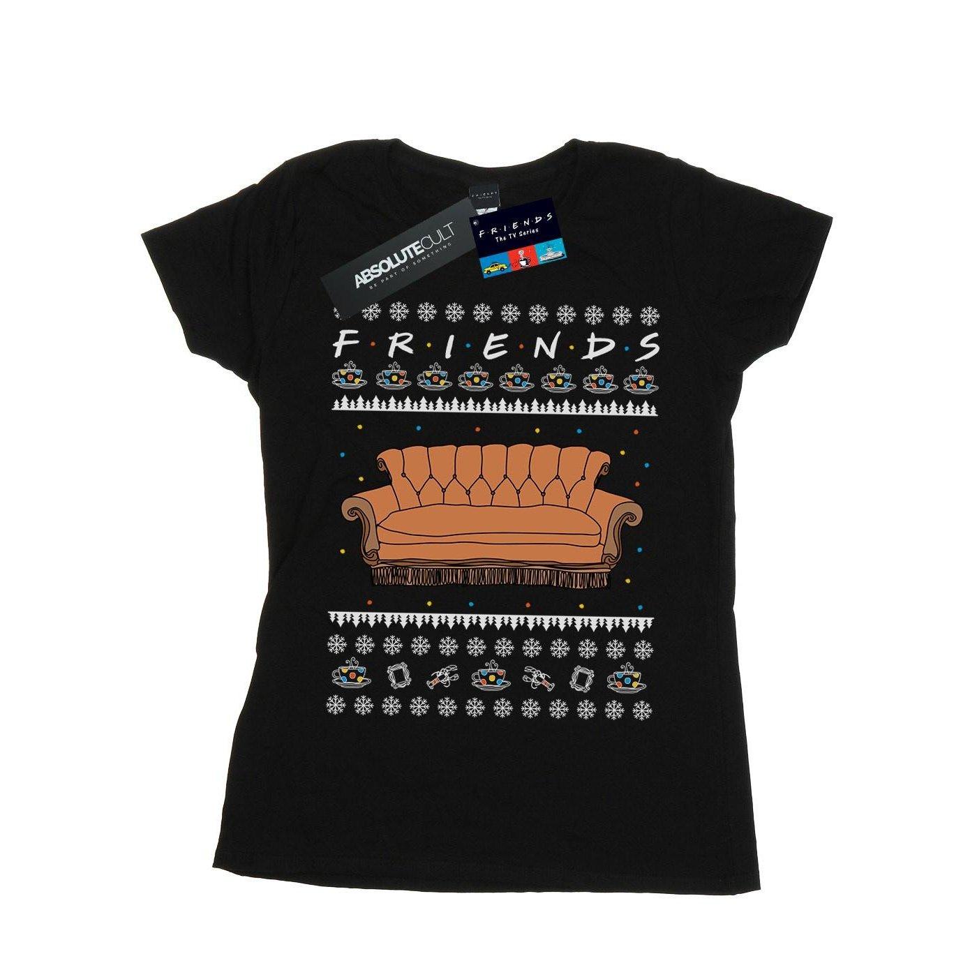 Fair Isle Couch Tshirt Damen Schwarz M von Friends