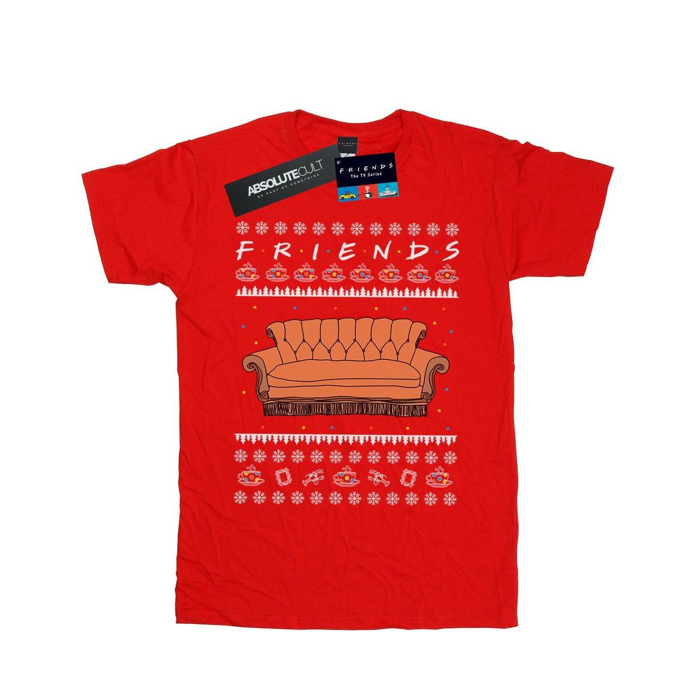 Fair Isle Couch Tshirt Herren Rot Bunt 3XL von Friends