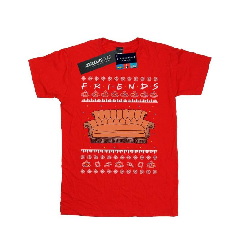 Fair Isle Couch Tshirt Herren Rot Bunt 4XL von Friends