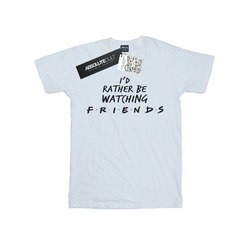 Rather Be Watching Boyfriend Fit Tshirt Damen Weiss L von Friends