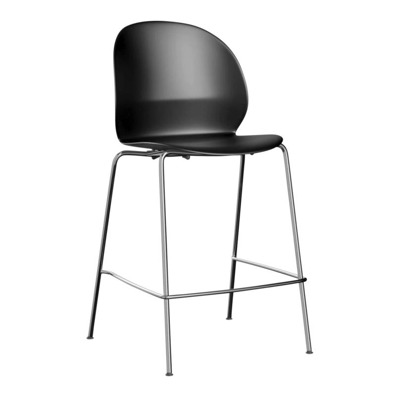 N02-40 RECYCLE niedriger Barhocker, Farbe dunkelrot (675), Gestell verchromt von Fritz Hansen