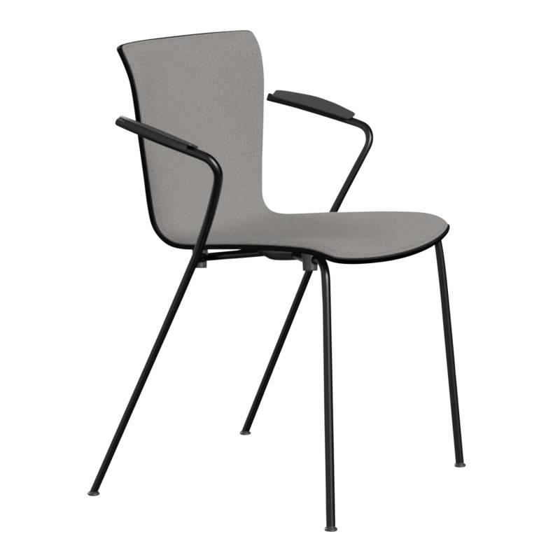 VICO DUO Frontpolster Stoff-Armlehnstuhl , Ausführung furnier natur, walnuss (80), Stoffbezug CHRISTIANSHAVN light-beige 1120, Gestell schwarz pulv... von Fritz Hansen