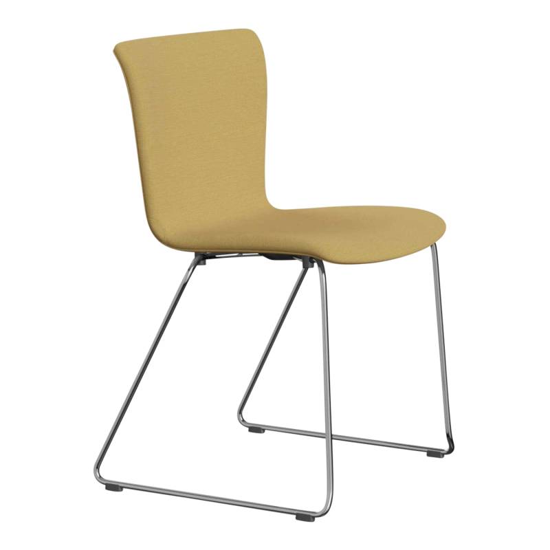 VICO DUO Vollpolster Stoff-Kufenstuhl, Stoffbezug CHRISTIANSHAVN yellow 1110, Gestell verchromt von Fritz Hansen