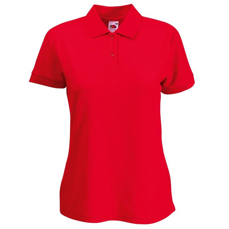 6535 Poloshirt, Kurzarm Damen Rot Bunt M von Fruit of the Loom