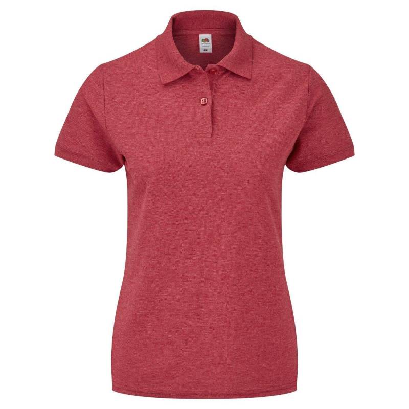 6535 Poloshirt, Kurzarm Damen Rot Bunt XL von Fruit of the Loom