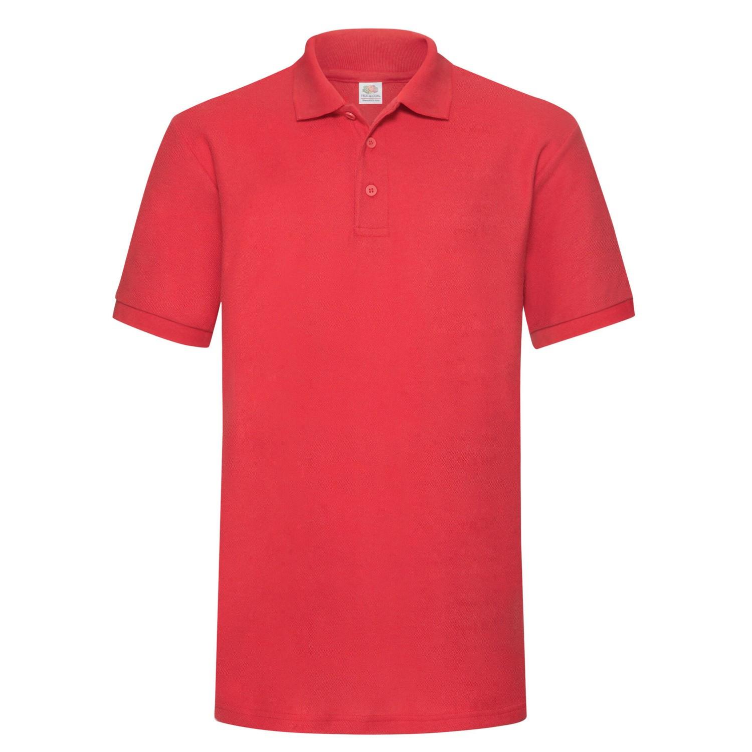 6535 Poloshirt Herren Rot Bunt S von Fruit of the Loom