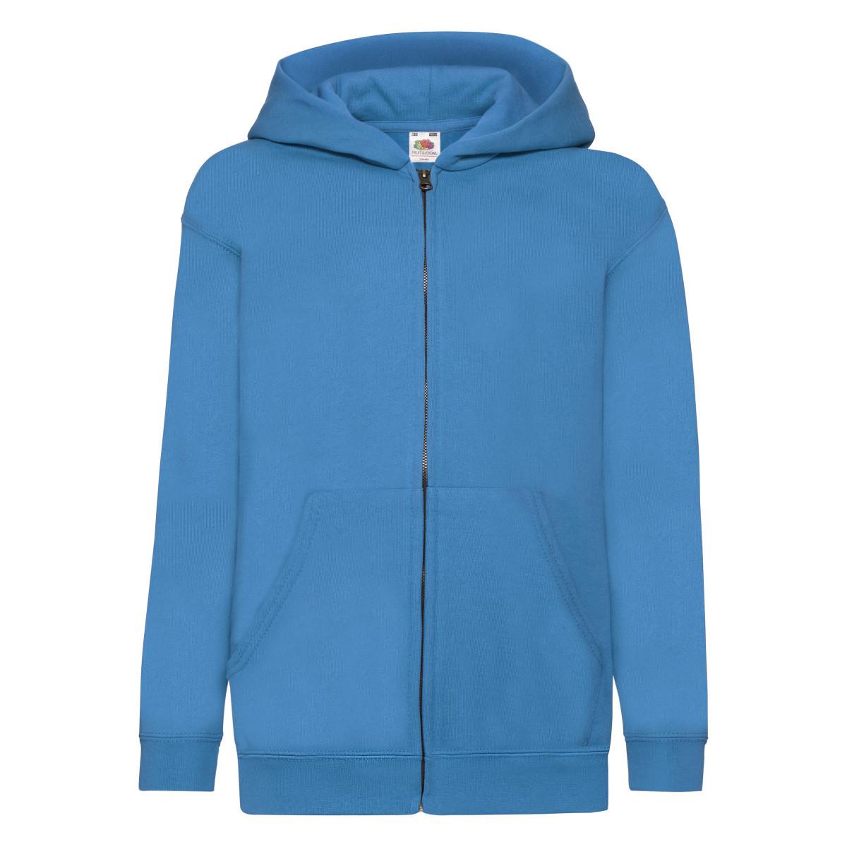 Fruit of the Loom - Classic Hoodie mit durchgehendem Reißverschluss, 128, Blau von Fruit of the Loom