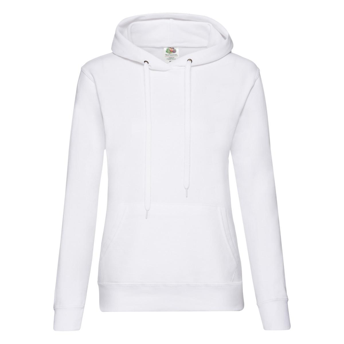 Classic Sweatshirt Mit Kapuze Damen Weiss L von Fruit of the Loom