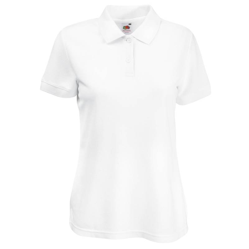 6535 Poloshirt, Kurzarm Damen Weiss L von Fruit of the Loom