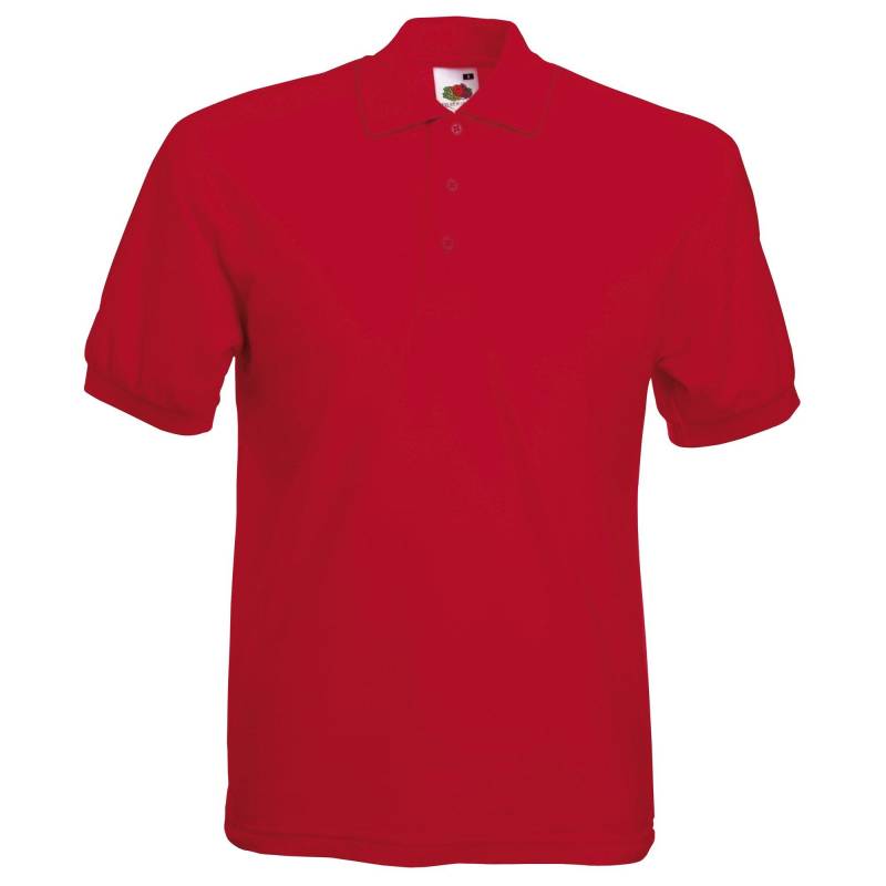 Herren Piqué Poloshirt, Kurzarm Herren Rot Bunt L von Fruit of the Loom