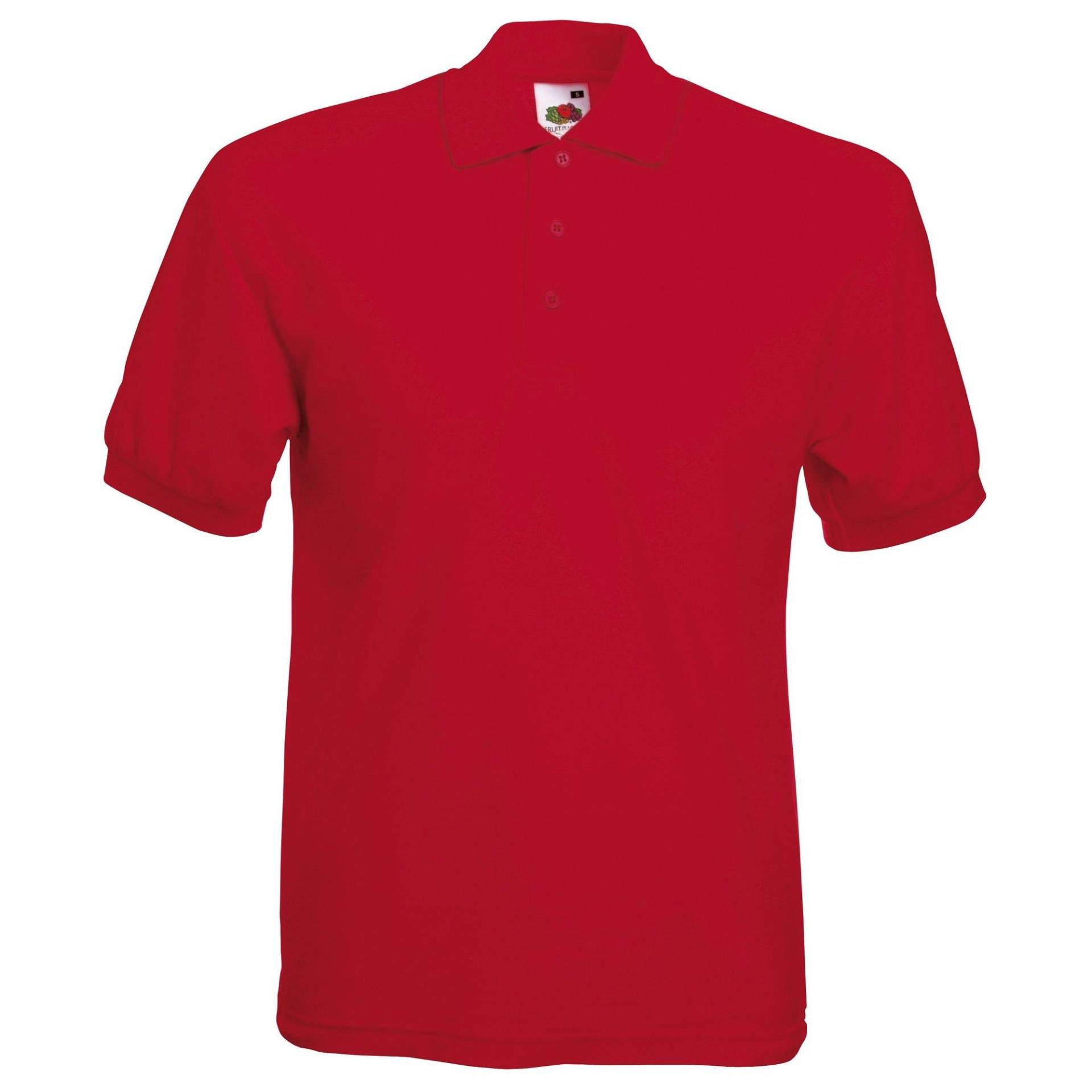 Herren Piqué Poloshirt, Kurzarm Herren Rot Bunt XL von Fruit of the Loom