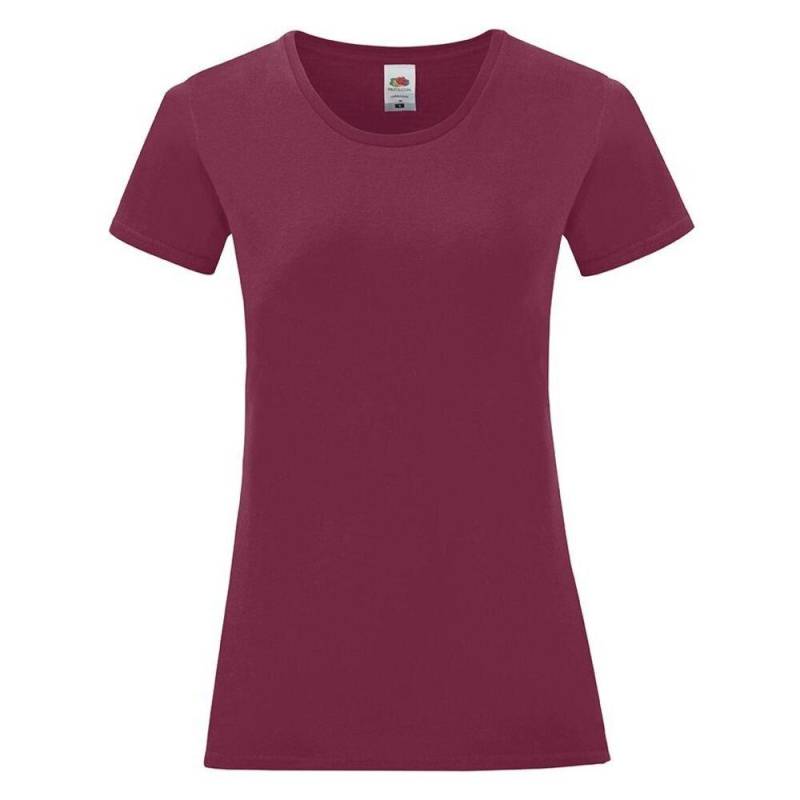 Iconic Tshirt Damen Weinrot XL von Fruit of the Loom