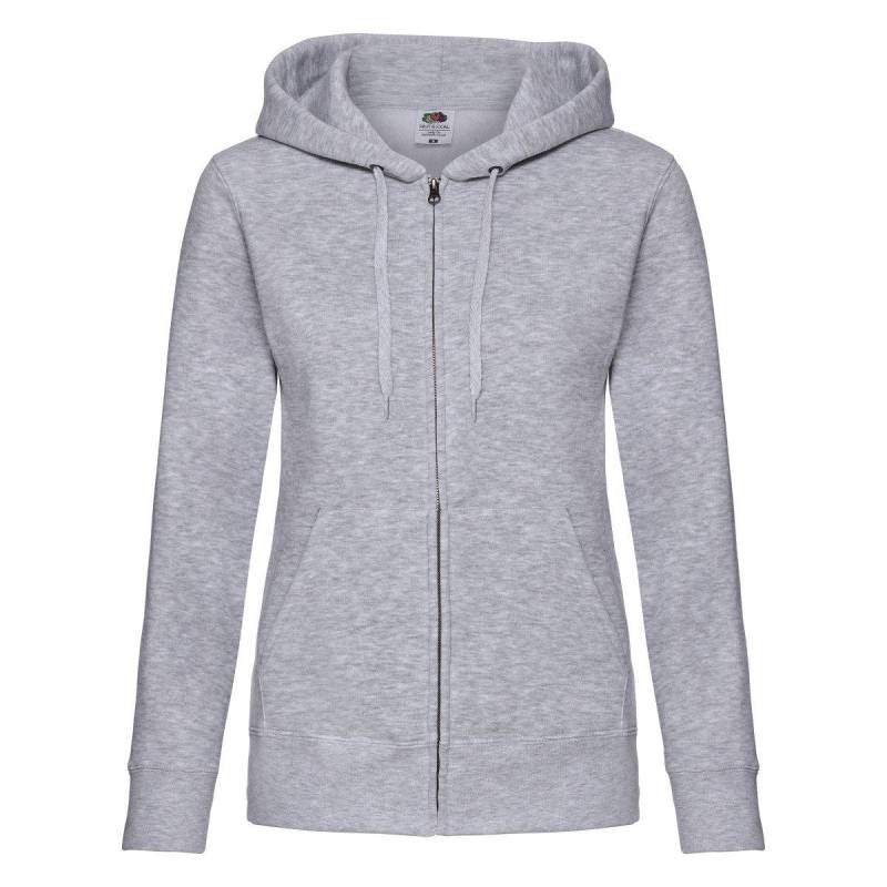 Ladyfit Kapuzenjacke Sweatshirtjacke Mit Kapuze Damen Grau XS von Fruit of the Loom