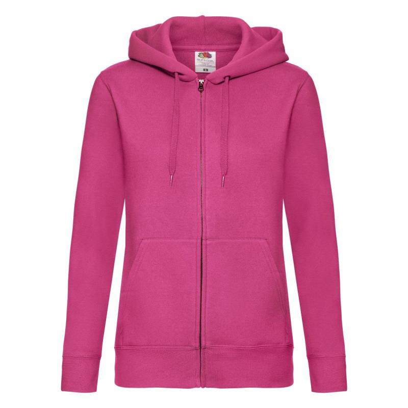 Ladyfit Kapuzenjacke Sweatshirtjacke Mit Kapuze Damen Fuchsia XS von Fruit of the Loom