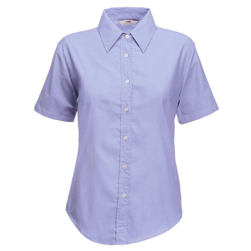 Ladyfit Oxford Bluse, Kurzarm Damen Blau XS von Fruit of the Loom