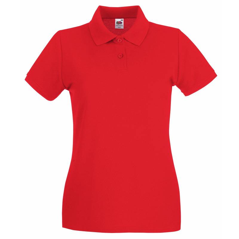 Ladyfit Premium Poloshirt Damen Rot Bunt L von Fruit of the Loom