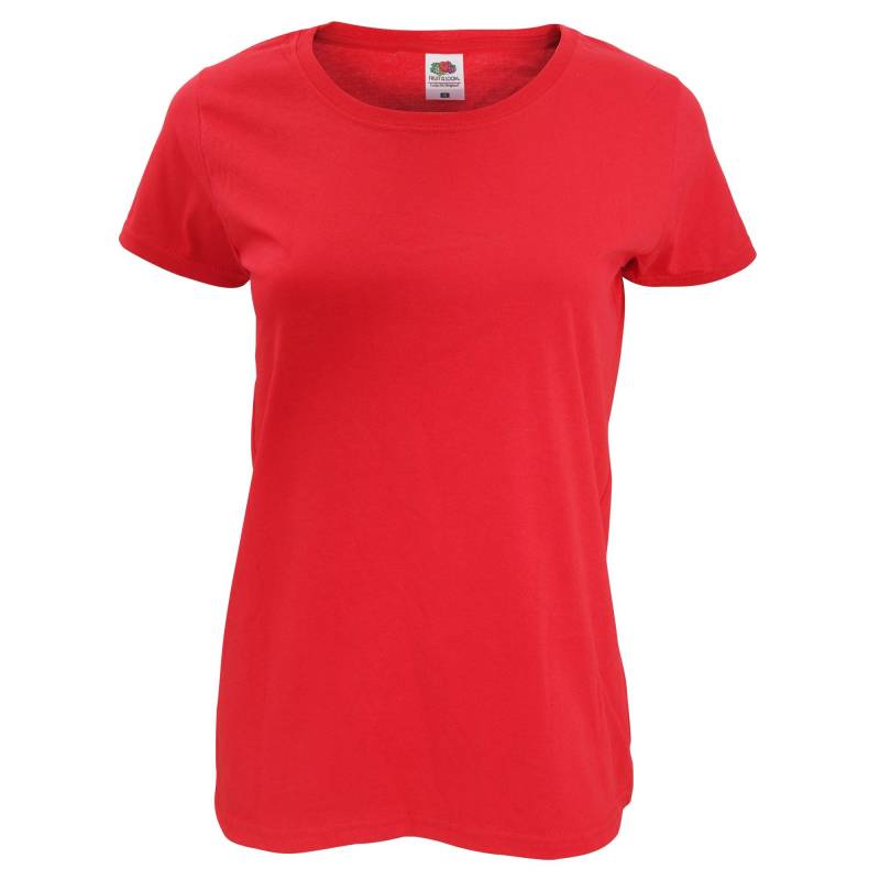 Ladyfit Tshirt, Kurzärmlig Damen Rot Bunt S von Fruit of the Loom