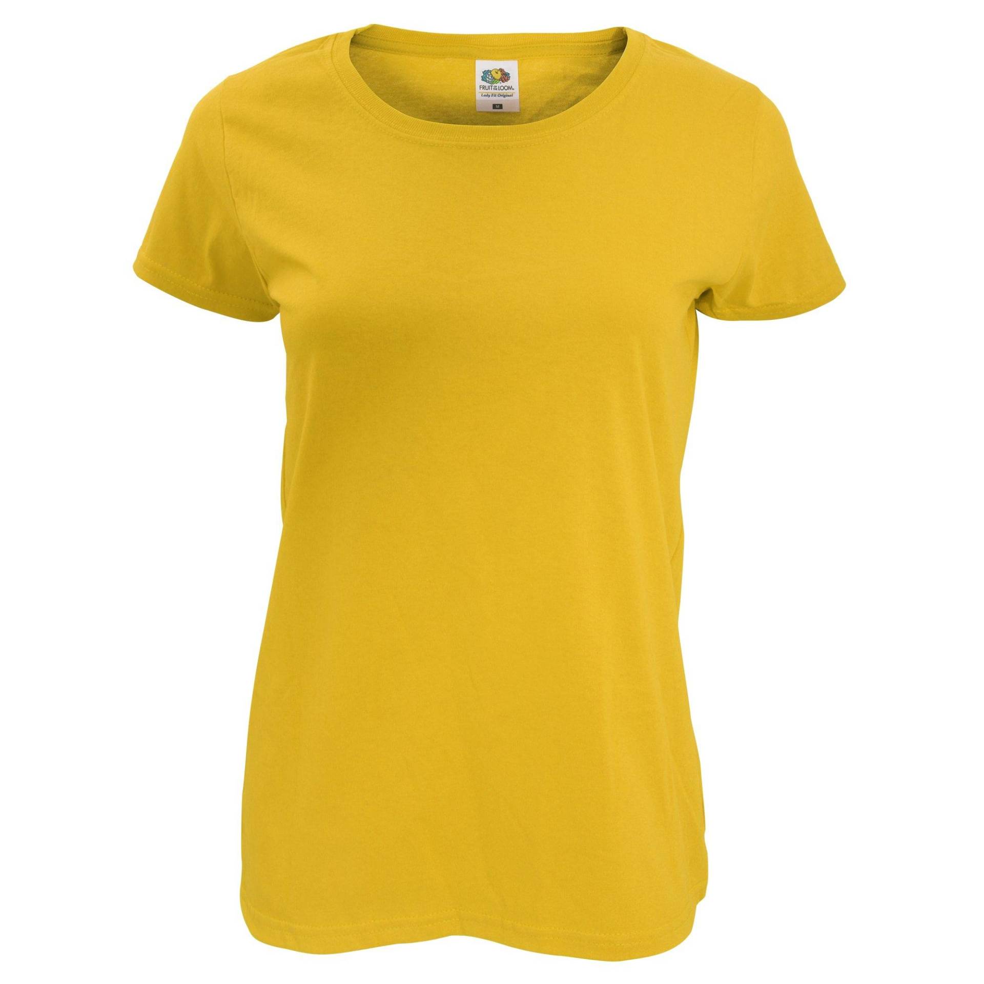 Ladyfit Tshirt, Kurzärmlig Damen Gelb Bunt XL von Fruit of the Loom