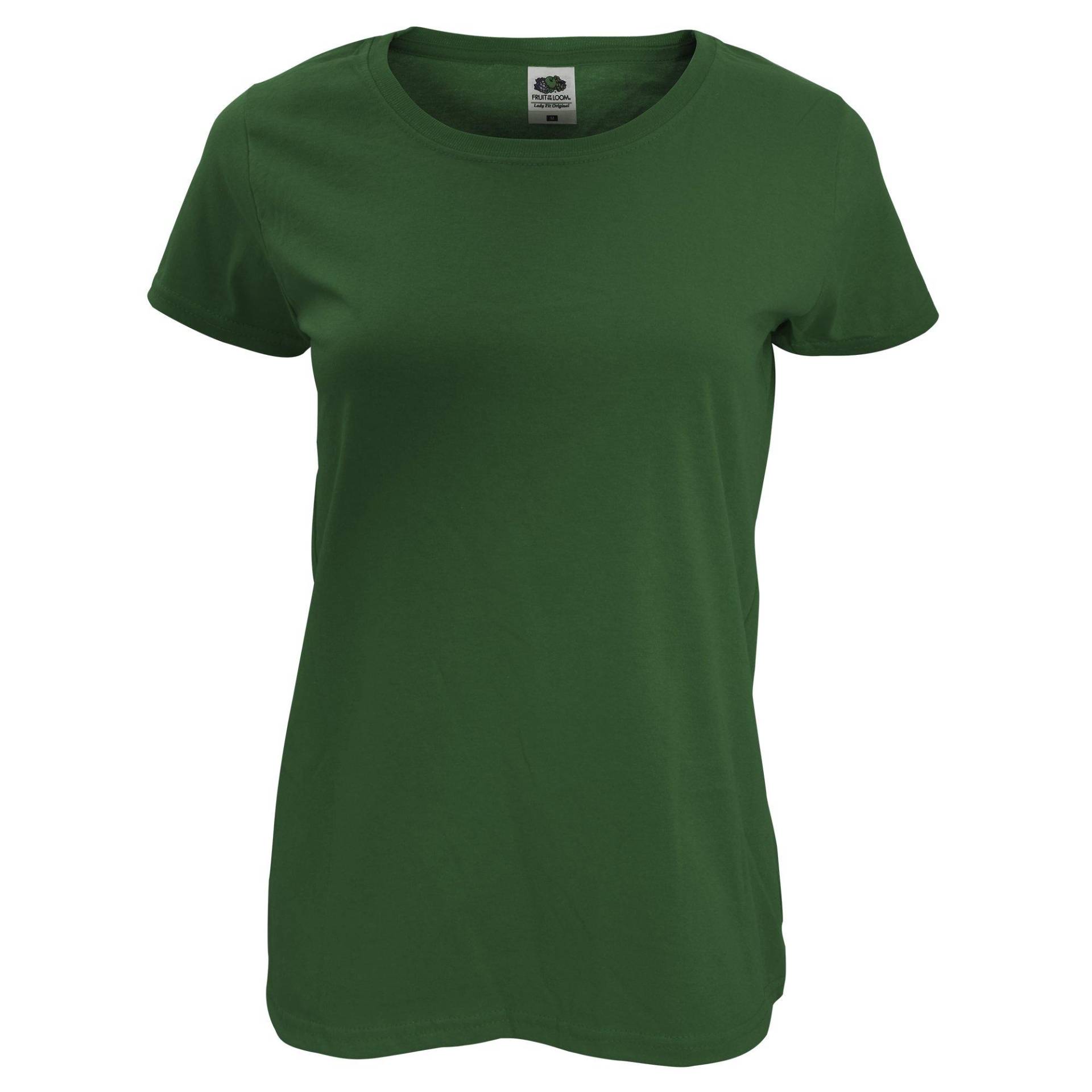 Ladyfit Tshirt, Kurzärmlig Damen Grün XS von Fruit of the Loom