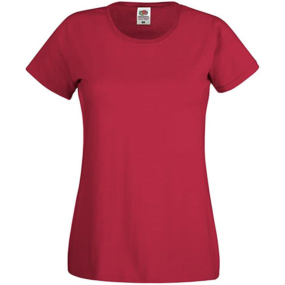 Ladyfit Tshirt, Kurzärmlig Damen Rot Bunt XXL von Fruit of the Loom