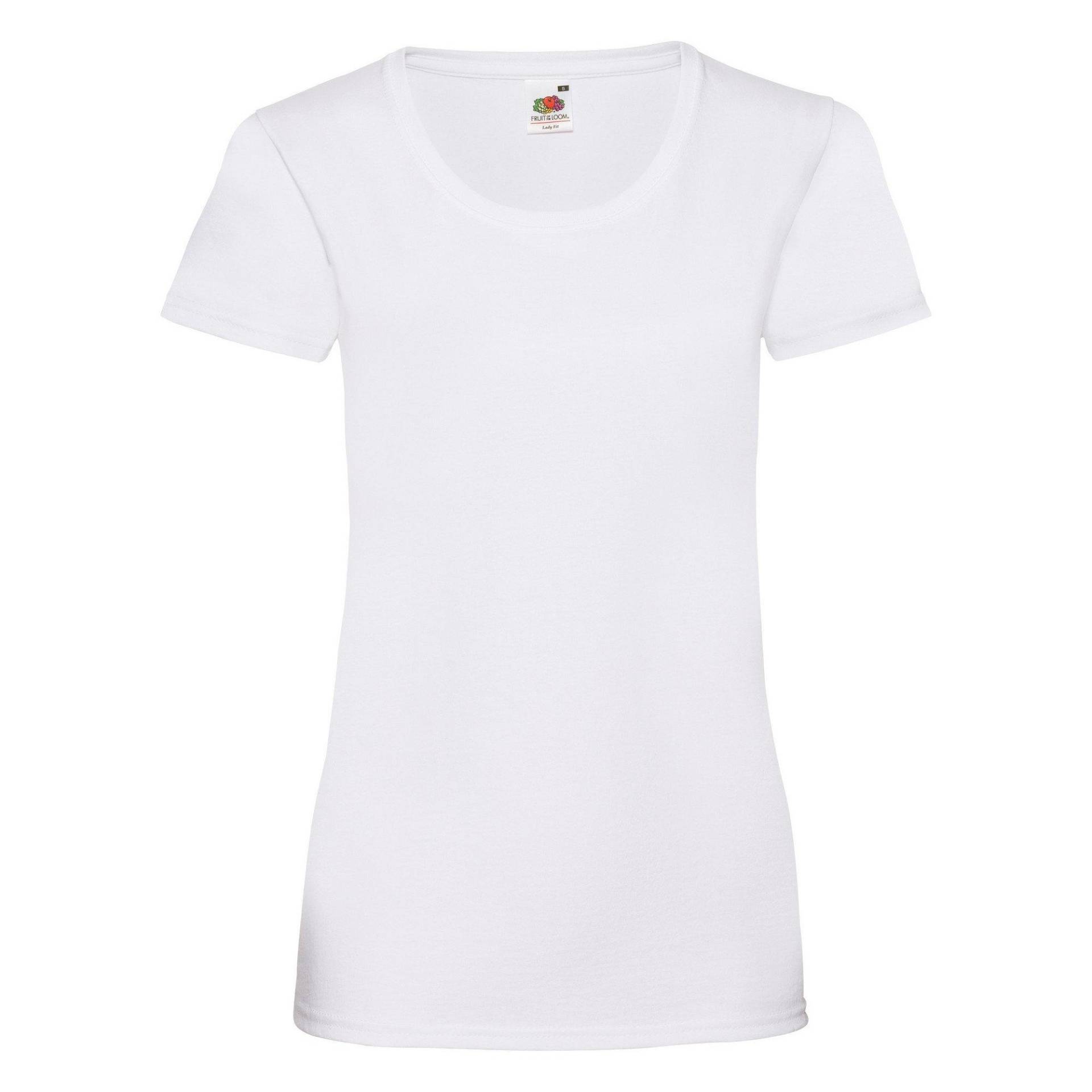 Ladyfit Tshirt (5 Stückpackung) Damen Weiss M von Fruit of the Loom