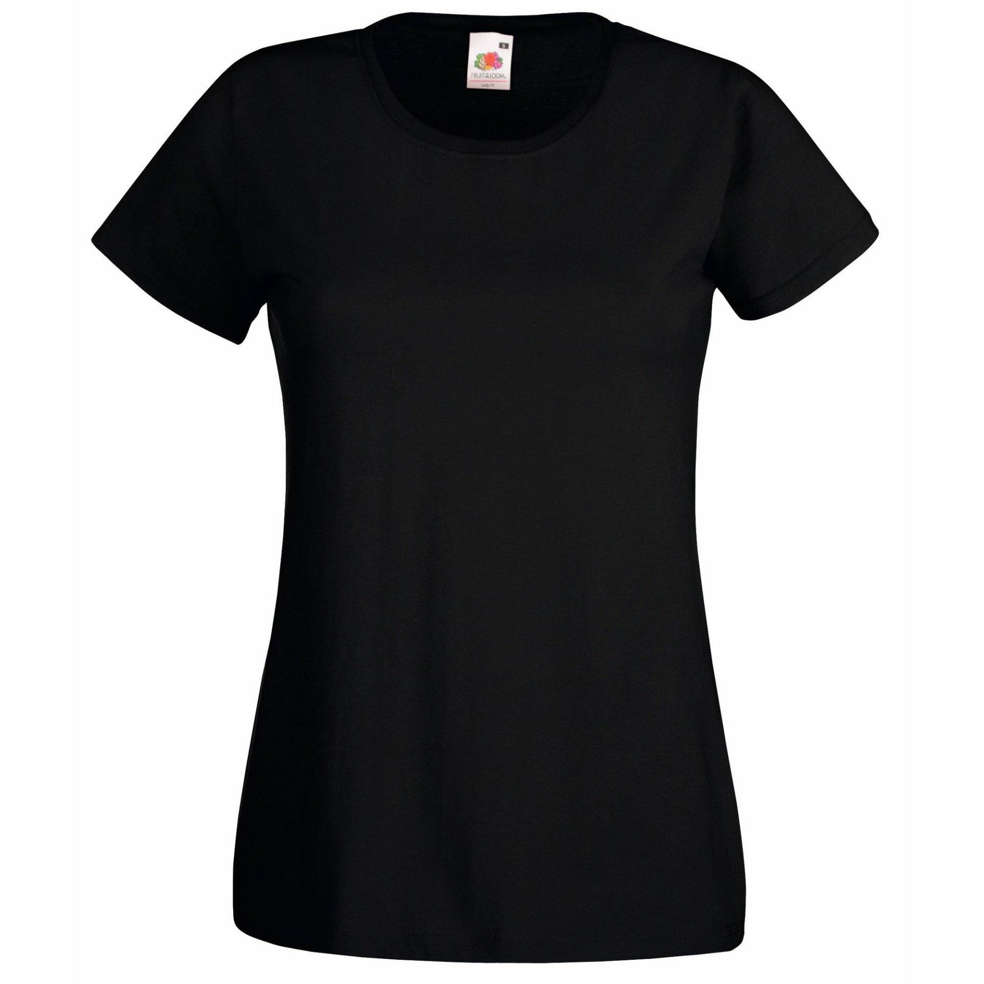 Ladyfit Tshirt Damen Schwarz L von Fruit of the Loom